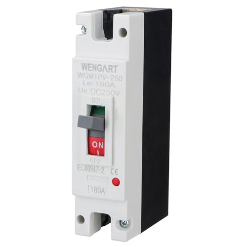 Disjoncteur MCCB 180A CC 250V Wengart WGM1PV-250 boîtier moulé 1 pôle