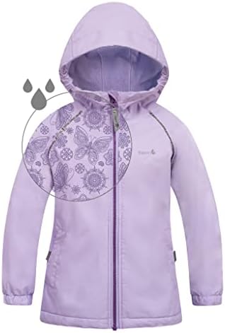 Therm Girls Rain Jacket - Lined Kids Raincoat w Magic Pattern - Lightweight Coat (LAVENDER PURPLE, 3T)