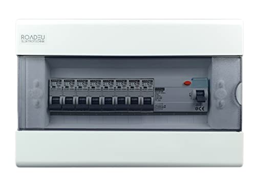 RoadEu - Cuadro eléctrico de la casa - Totalmente cableado con interruptor diferencial 40A 4P type A/AC y 8x C16A. Caja del fusible eléctrico para uso doméstico en talleres o cobertizos