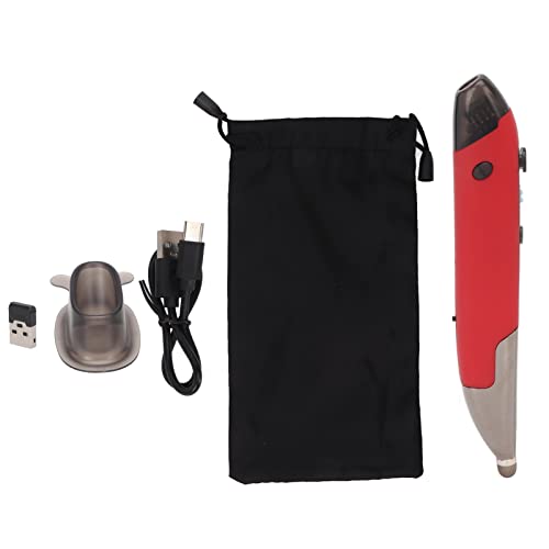 Wireless Mouse with Voice Input Pen Pocket Pen Mouse High Easy Click 1600 DPI for Computer (Red)