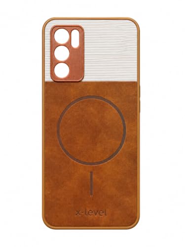 Image of Bintage Dual-Leather 2in1 Phone Case| Soft Touch Finish | Full Camera Protectection Back Cover Compatible for Oppo CPH2321 /Oppo A53s 5G - White & Nut Brown
