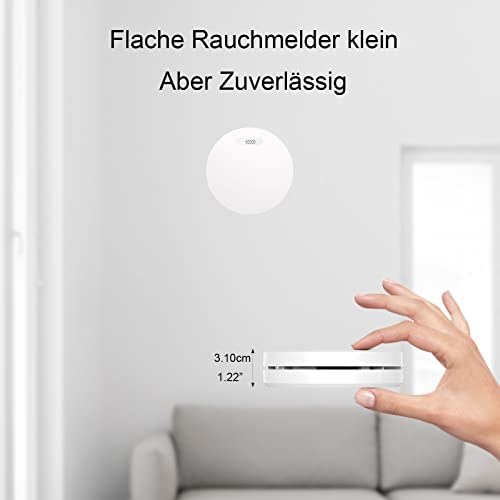 XINDUM Rauchmelder Vernetzt 6er Set Funkrauchmelder mit 10 Jahre Batterie Flach weiß Feueralarm...