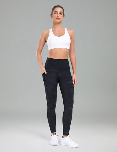 Colorfulkoala Women's High Waisted Tummy Control Workout Leggings 7/8 Length Yoga Pants with Pockets (S, Splinter Camo)