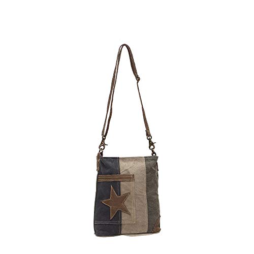 The Pocket Star Upcycled Canvas and Genuine Leather Crossbody Bag