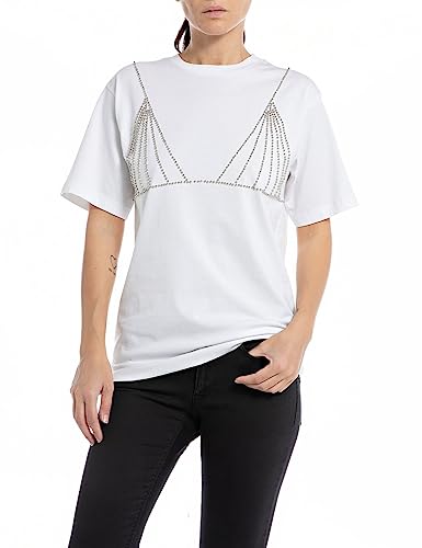 T-shirt femme Replay W3698m haut top en coton épais teint en pièce