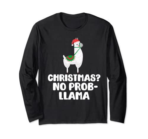 Christmas Meme No Prob-Llama Alpaca Llamas Divertente Natale Meme Maglia a Manica