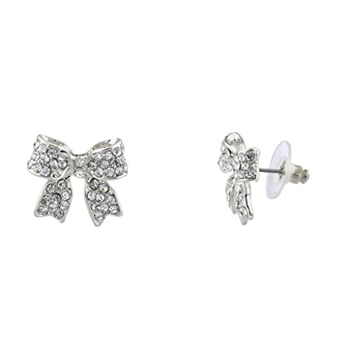 Lux Accessories Pave Crystal Simple Delecate Bow Stud Earrings Women's Kids & Girls
