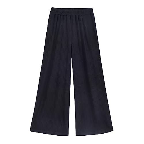 Sunny Fashion Girls Pants Straight Leg Pants Brown Ribbed Knit Gym Casual