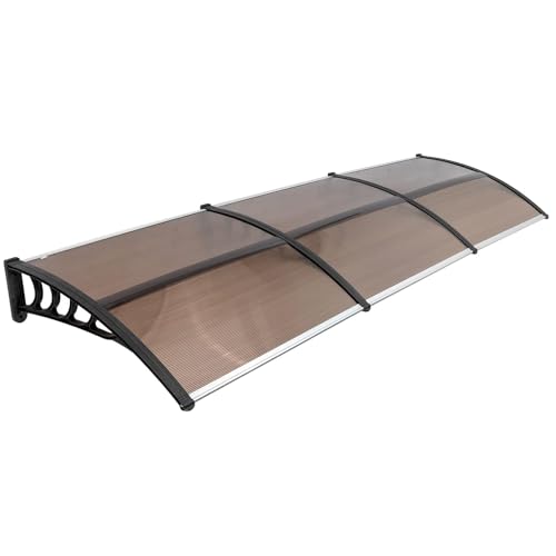 120 x 40 Window Door Awning Canopy Polycarbonate Entry Door Outdoor Window Awning Exterior Front Door Overhang Awning for Sun Shutter UV Rain and Snow Protection Hollow Sheet Brown Board