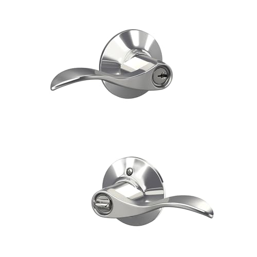 Image of SCHLAGE F51A ACC 625 Accent Keyed Lever, Bright Chrome