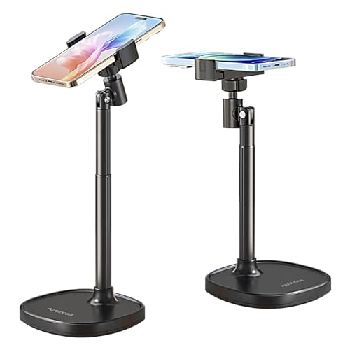 PUJUDODA Support Téléphone,Porte Telephone Réglable sous Plusieurs Angles,Support Smartphone Télescopique pour Prise de Vue au Sommet,Support Telephone Bureau pour iPhone/Android etc.