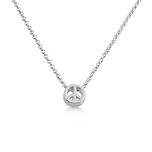 Peace Sign/Peace Symbol Bead Pendant Necklace 14k Plated or 925 Sterling Silver (sterling-silver, 14 Inches)