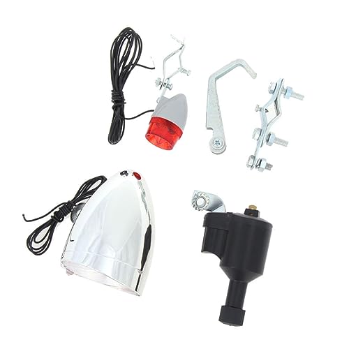 NAMOARLY Juego De Luces para Bicicleta con Dinamo Faros Delanteros y Luces Traseras Accesorios De Ciclismo Cabezal + Luz Trasera + Generador De Fricción + Clip De