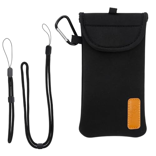 DOB SECHS Phone Sleeve Neoprene Cell Phone Holster Pouch Bag Holder with Lanyard, Wrist Strap, Belt Clip for Women Men Small Phone Purse for Hiking/Travel, Compatible for iPhone 15/14/13/12/11 Pro by DOB SECHS - Used condition - CA$10.00