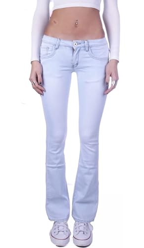 Damen Bootcut Hosen Hüftjeans Jeans Schlagjeans schwarz Schlag-Hose-n Damenjeans Damen-Hose-n Jeans-Hose-n Hüfthose Niedrige-r Leib-Höhe Bund Stretchjeans Stretch Hellblau Gr Größe XS