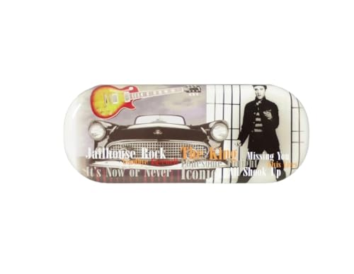 Instant Gifts Elvis Presley Retro Glasses Case Vintage Car & Guitar Design