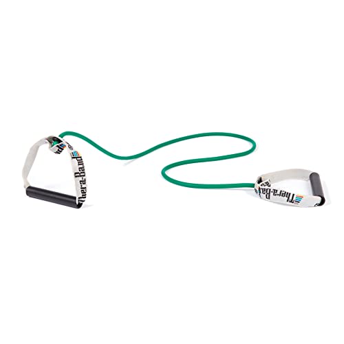 TheraBand Widerstandstrainer Bodytrainer Tubing mit festen Griffen Grün | Schwer, OneSize