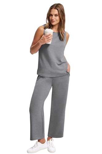 Image of SAMPEEL Two Piece Sets for Women Summer Outfits Beach Vacation Clothes Wide Leg Crop Pants