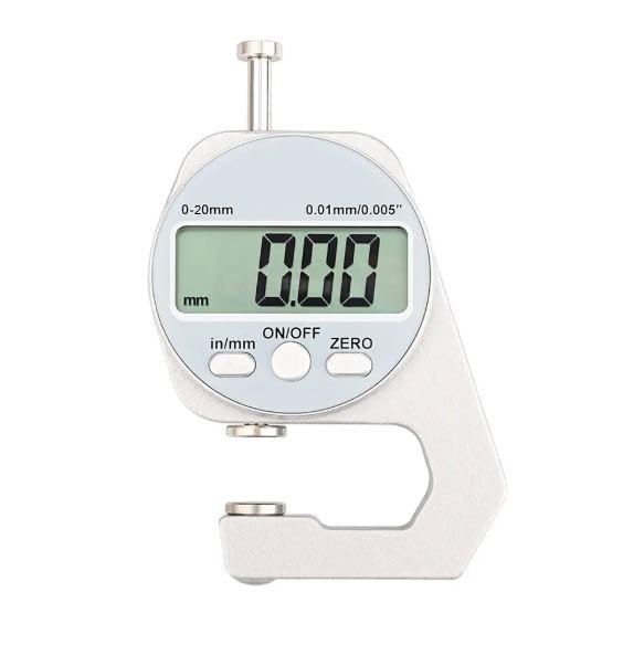 Image of Digital Thickness Gauge 0-20mm, 0.01mm Accuracy, LCD Display, Inch /mm Conversion, Precision Thickness Measuring Tool for Paper, Plastic, Metal, Leather & Sheet Materials (Guage-20mm)
