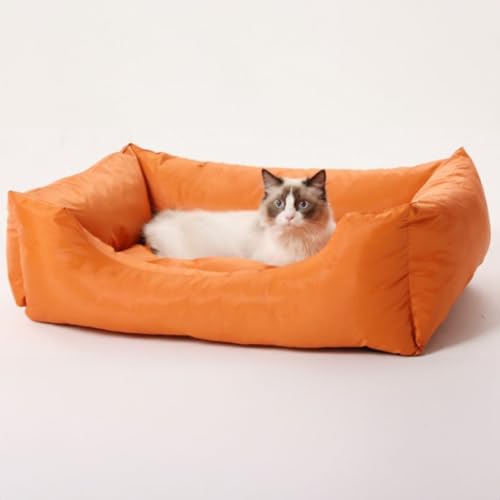 M&Catree Wasserdichtes Hundebett, Rechteck Hundekissen Hundekorb Weiches Hundesofa für Hunde Katze - Orange, L: 60 * 80 * 24CM