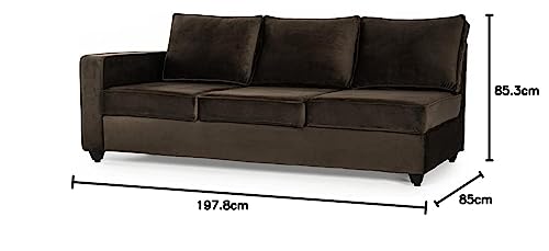 Image of Wakefit Sofa Set | 3 Year Warranty | Sofa 3 Seater, 3 Seater Sofa for Living Room, Wooden Sofa Set, 3 Seater + Right Aligned, Sofa for Living Room - Napper(Fabric-Velvet : Stone)