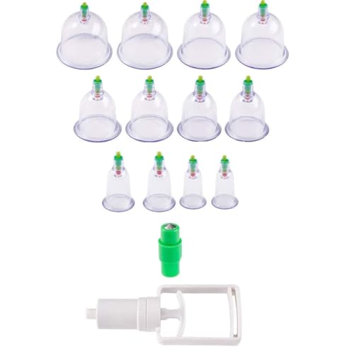 Image of 12pcs Bio Magnetic Vacuum Cupping Therapy Set, Professional Chinese Suction Acupuncture Cups with Extension Tube, Deep Tissue Massage and Back Pain Relief Cupping Kit