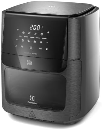 Electrolux Air Fryer Forno 5 x 1 12L 1700W Digital Espeto Giratório 2 Bandejas Antiaderentes 10 funções 7 Receitas aviso sonoro Fritadeira Elétrica sem Óleo Forno Bancada EAF90 Grafite 127V