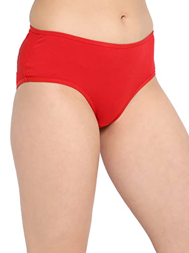 Image of Clovia Women's Cotton Mid Waist Graphic & Text Print Hipster Panty in Red