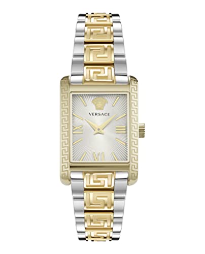 Versace Tonneau Collection Luxury Womens Watch Timepiece with a Two Tone Bracelet Featuring a Gold Case and White Dial - Main Image