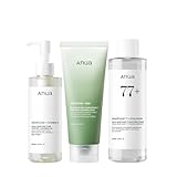 Anua Heartleaf Trio: Pore Control Cleansing Oil & Quercetinol Pore Deep Cleansing Foam & 77 Soothing Toner, Double Cleansing, Gentle Korean Skincare
