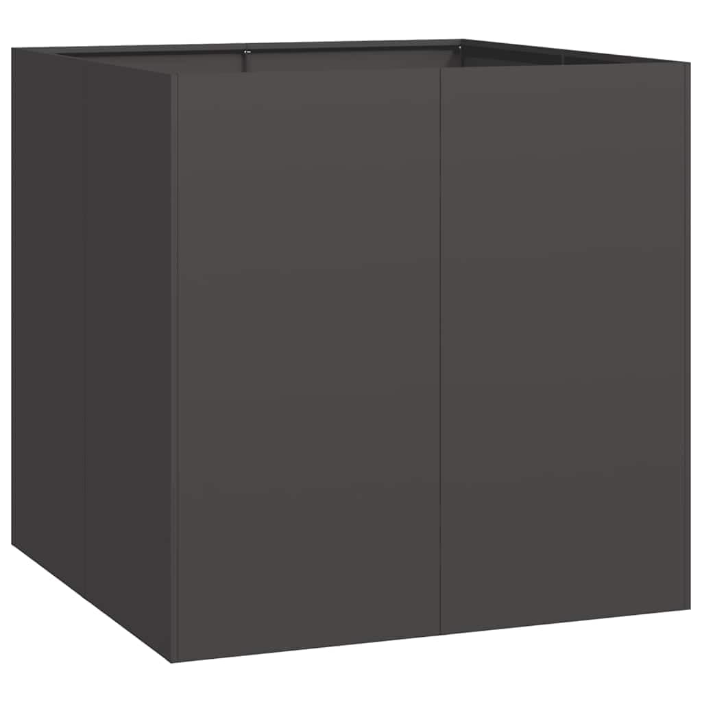 vidaXL Jardinera Acero Negro 80x80x80 cm, macetero, Soporte para Plantas, lecho Elevado, Soporte para jardineras, Bandeja para Plantas