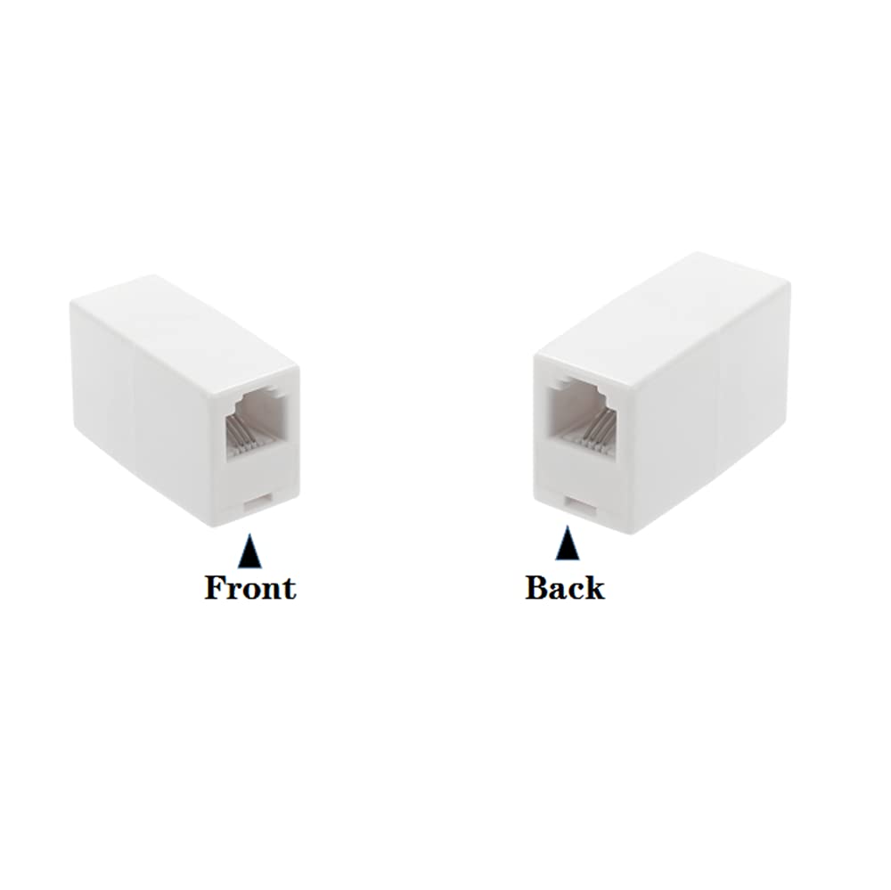 Łącznik RJ11, prosty łącznik telefoniczny RJ11 6P4C Inline Keystone Jack żeński do żeńskiego prosty kabel telefoniczny przedłużacz adaptera (biały 5 szt.)