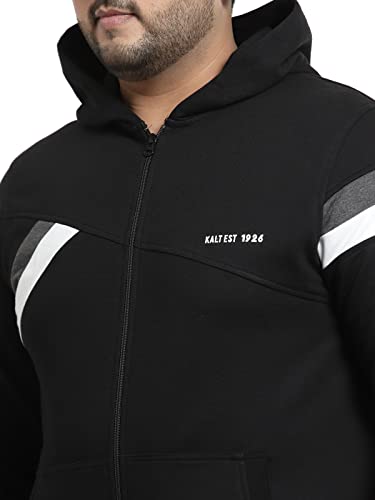 Image of Kalt Men Full Sleeves Zipper Fleece Striped Hoodie