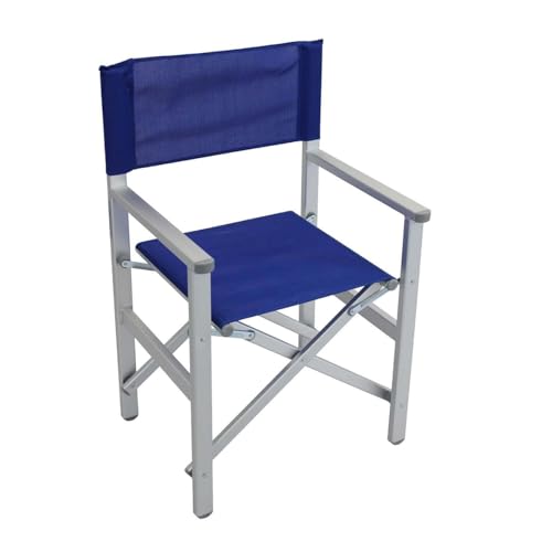 milani home - Poltrona Pieghevole Sedia Regista Con Textilene Blu Per Campeggio Spiaggia Mare Piscina Giardino Esterno - Blu