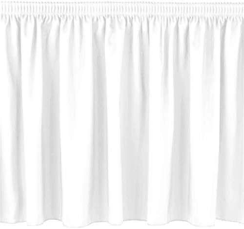 DecorRack Table Skirt, 29 in x 14 ft -BPA Free- Plastic Tableskirt, Disposable, Reusable, Rectangular Tablecloth Skirt, White (1 Pack)