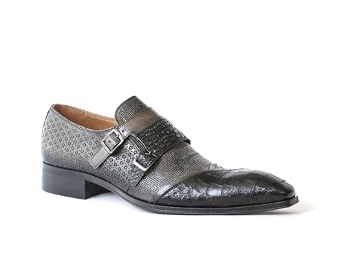 Jo Ghost 5395 Italian Multi Print Olive Green Leather Shoes with Buckles and Zip2