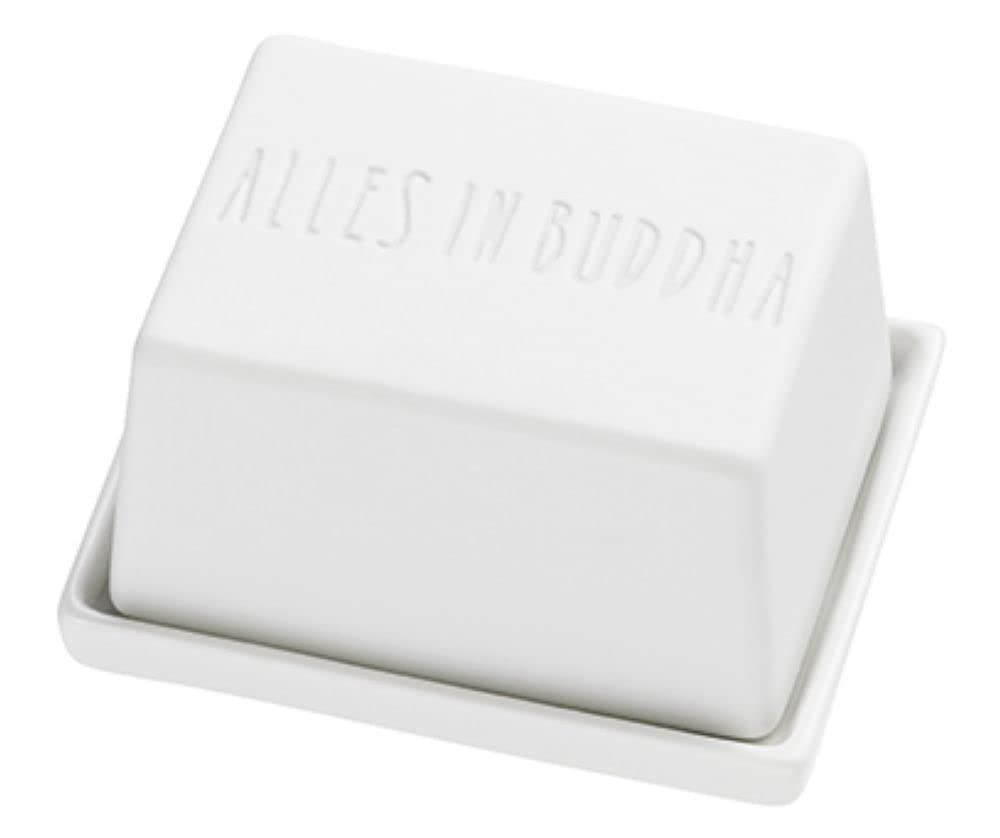 PET Breakfast Butterdose Alles in Buddha, Weiß, Deckel: 12 x 9 x 5 cm Platte: 13,5 x 10,5 x 1 cm - Image 2