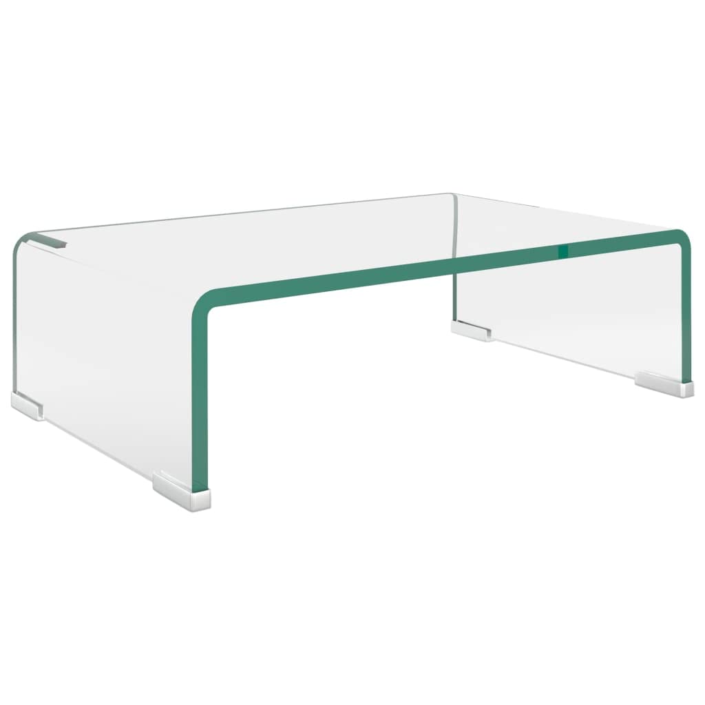 stolik pod telewizor z hartowanego szkła, 40 x 25 x 11 cm, przezroczysta nakładka na telewizor i monitor, ergonomiczna półka na biurko dla lepszej widoczności