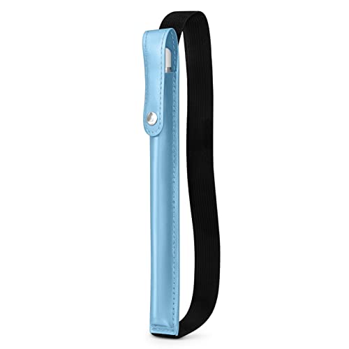 DTTO iPad Pencil Case for Apple Pencil, Pro & 1st/2nd Gen - PU Leather Sleeve with Detachable Elastic Band - Light Blue