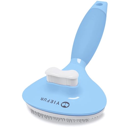 YiEFUR Cat Hair Brush,Cats Brushes for Shedding,Soft Silicone Self Cleaning Brush for Short and Long Haired Cats for Grooming and Shedding (Blue)
