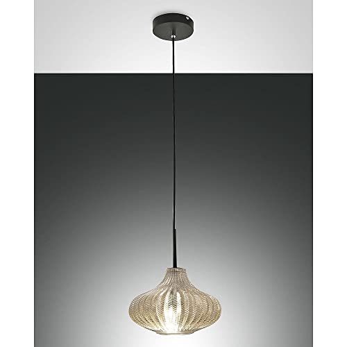 Fabas Luce Budelli Pendelleuchte E27 1x40W Metall und geblasenes Glas Champagner