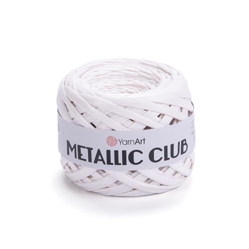 Image of YarnArt Metallic Club Super Bulky T-Shirt Yarn 100% Polyester 6.35 oz / 180 gr, 60 yds / 55 Meters, Shiny Colors, Handbag, Rug, Chic Night, Crochet Bag (8121)
