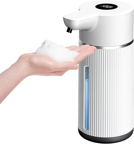 Image of Automatic Soap Dispenser, Rechargeable Sensor Hand Wash Dispenser with Digital Electricity Screen, 420ML Large Capacity, 4-Speed Adjustable Auto Foaming Dispenser for Bathroom (White)