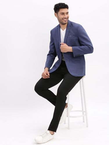 Image of SHOWOFFFF Men Solid Single Breasted Casual Blazer | Notched Lapel Full Sleeves Cotton Blazer for Mens | Slim Fit Regular Length Blazer for Men's