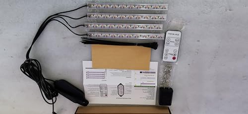 LED植物育成ライト、赤+青+黄ライト、屋内植物用、4/8/12時間タイマー、108個のLED、10段階調光可能、苗多肉植物用、4ヘッド20cm