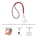 Fashion 31.5" Sparkle Red Crystal Neck Lanyard,Exclusive Bling ID Badge Holder,Rhinestone Work Name Card Holder for Women,Bonus 1 Cellphone Safety Tab,Won't Get Hair Caught(1PC) (Red) - Image 3