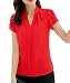 UbdehL Women's Polyester Blouse Short Sleeve V Neck Petite Elegant Shirt Korean Fashion Wear to Work Tops (XL180, Red)