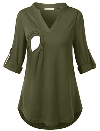 Joymom Nursing Tops Tees For Breastfeeding Shirts Maternity Blouse Pregnancy Tunic Sweatshirts Green L #TOP12