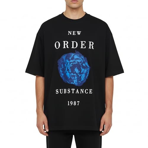 Men's New Order Substance 1987 Oversized Boxy Tee Vintage T-Shirt X-Large Black