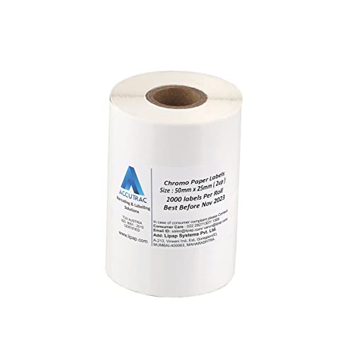 Image of ACCUTRAC Barcode Labels Stickers 2UP 50MM x 25MM (2 inch x 1 inch), Pack of 3